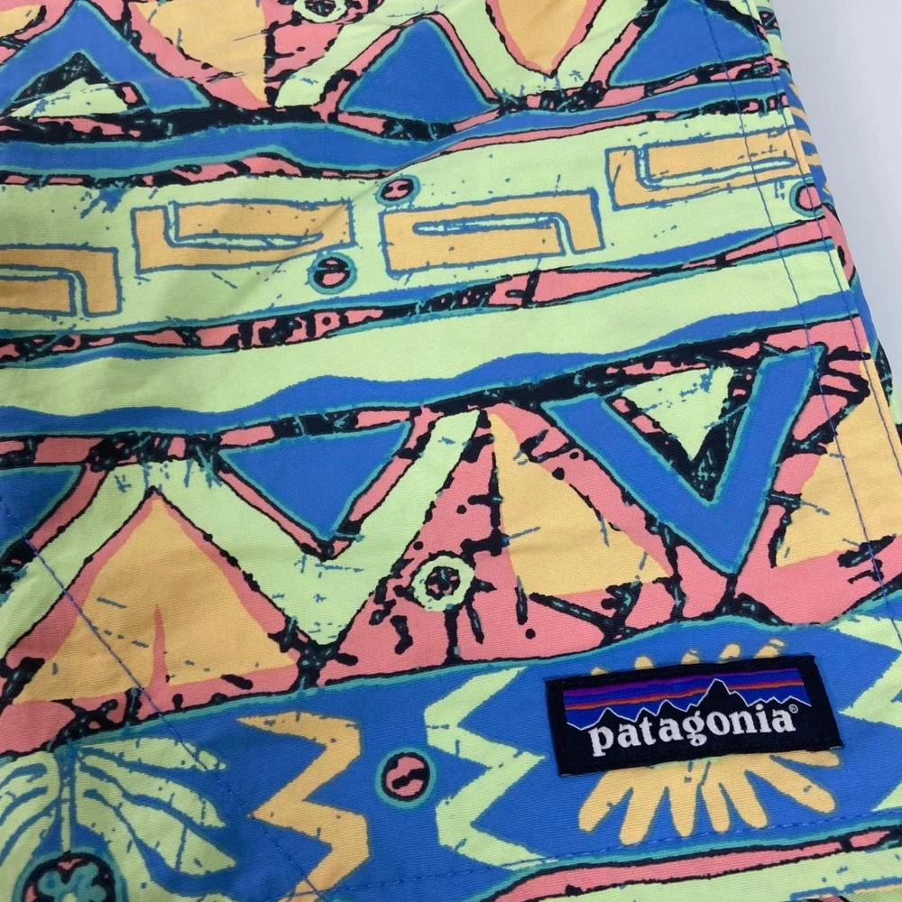 Patagonia Baggies Shorts Mens Size S High Hopes Geo Salamander Green Swim‎